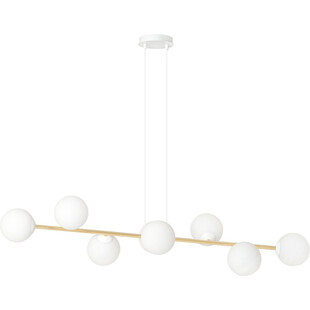 Lampa wisząca podłużna szklane kule Gravity VIII 140cm biały / złoty Emibig