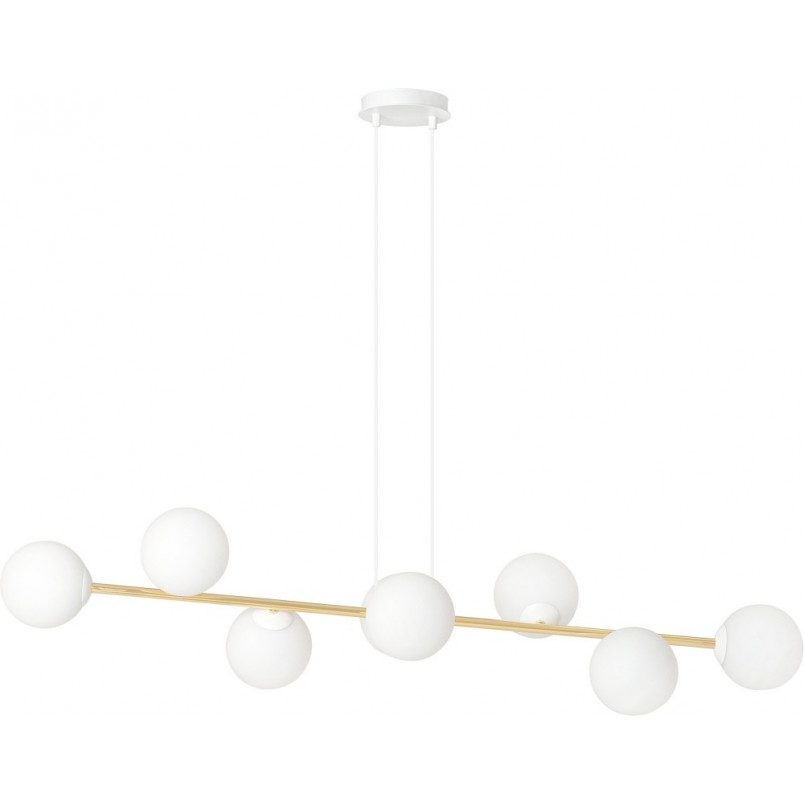 Lampa wisząca podłużna szklane kule Gravity VIII 140cm biały / złoty Emibig