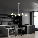 Lampa wisząca podłużna szklane kule Gravity IV 110cm biały / złoty Emibig