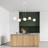 Lampa wisząca podłużna szklane kule Gravity IV 110cm biały / złoty Emibig