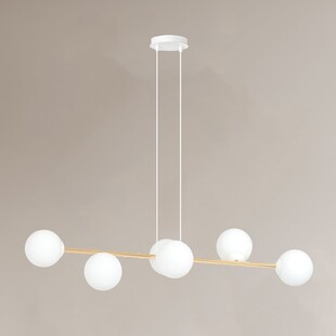 Lampa wisząca podłużna szklane kule Gravity IV 110cm biały / złoty Emibig