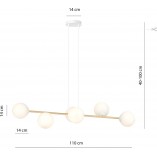 Lampa wisząca podłużna szklane kule Gravity IV 110cm biały / złoty Emibig