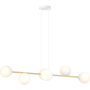Lampa wisząca podłużna szklane kule Gravity IV 110cm biały / złoty Emibig