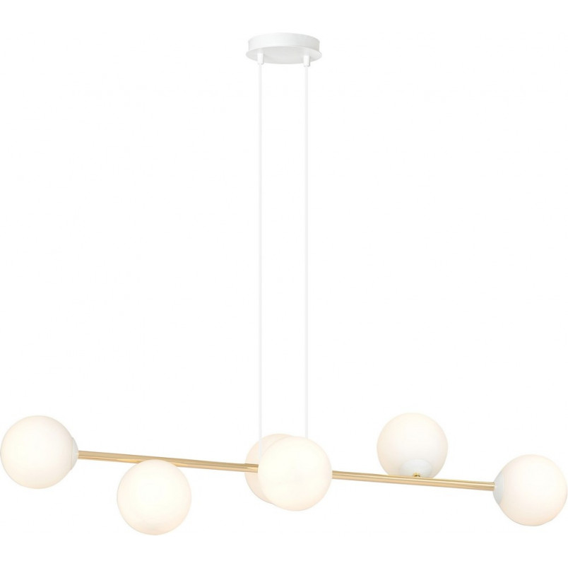 Lampa wisząca podłużna szklane kule Gravity IV 110cm biały / złoty Emibig