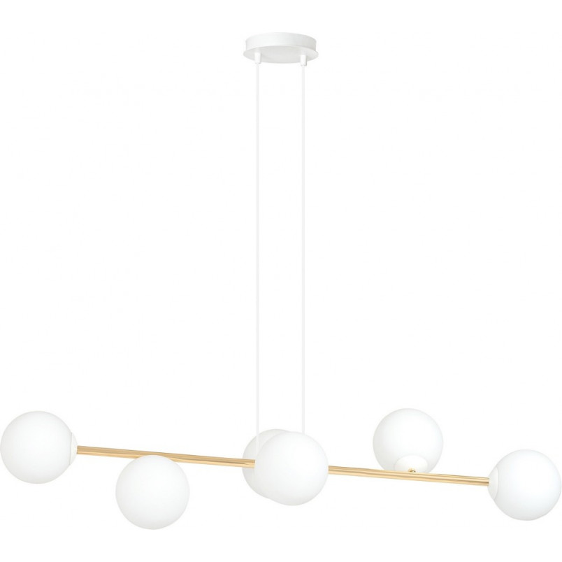 Lampa wisząca podłużna szklane kule Gravity IV 110cm biały / złoty Emibig