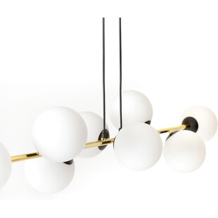 Lampa wisząca podłużna szklane kule Gravity VIII 140cm biały / złoty / czarny Emibig