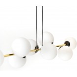 Lampa wisząca podłużna szklane kule Gravity VIII 140cm biały / złoty / czarny Emibig
