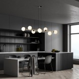 Lampa wisząca podłużna szklane kule Gravity VIII 140cm biały / złoty / czarny Emibig