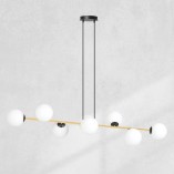 Lampa wisząca podłużna szklane kule Gravity VIII 140cm biały / złoty / czarny Emibig