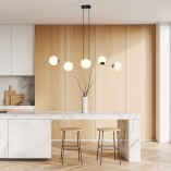 Lampa wisząca podłużna szklane kule Gravity IV 110cm biały / złoty / czarny Emibig