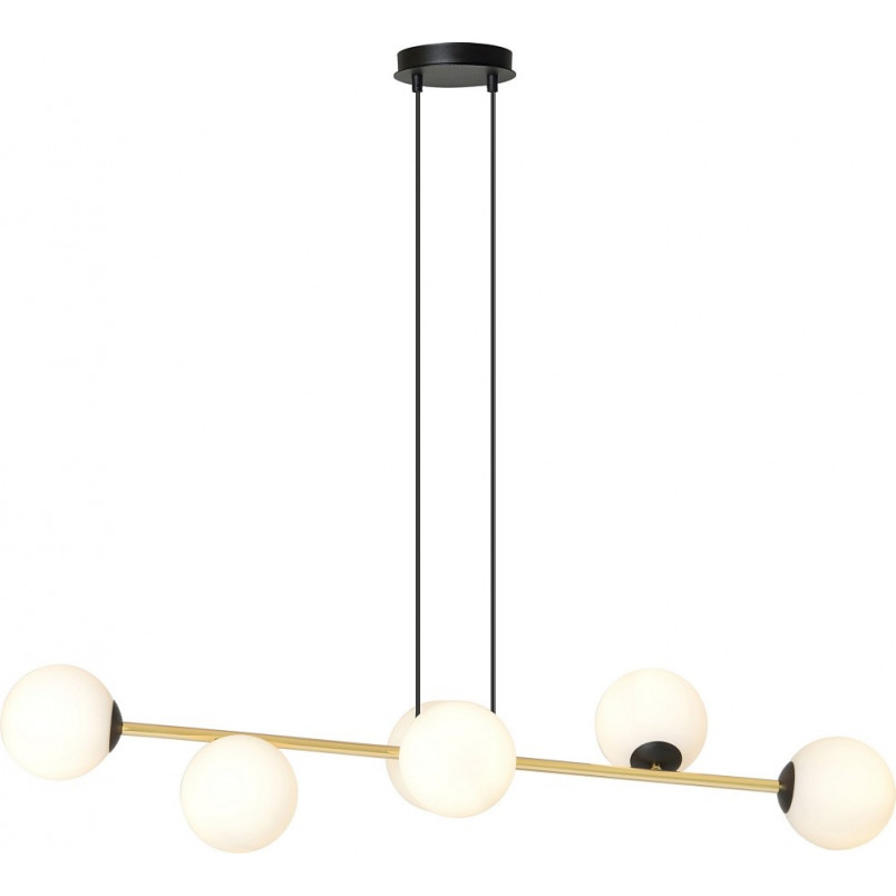 Lampa wisząca podłużna szklane kule Gravity IV 110cm biały / złoty / czarny Emibig