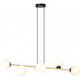 Lampa wisząca podłużna szklane kule Gravity IV 110cm biały / złoty / czarny Emibig