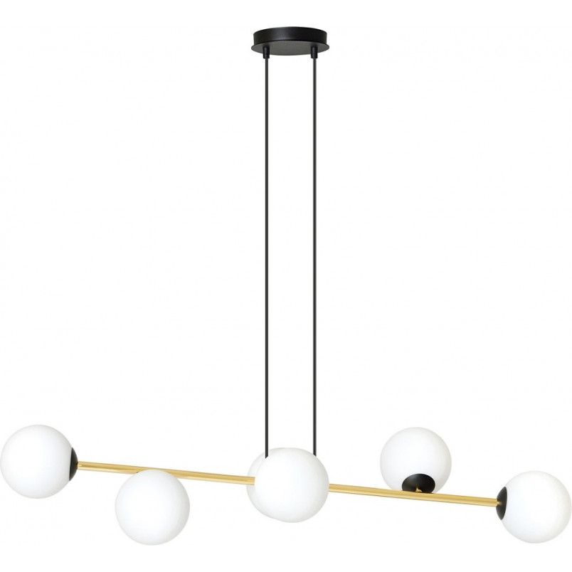 Lampa wisząca podłużna szklane kule Gravity IV 110cm biały / złoty / czarny Emibig