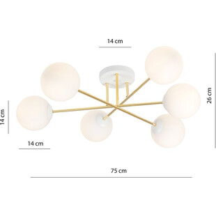 Lampa sufitowa 6 szklanych kul glamour Magnum 75cm biały / złoty Emibig