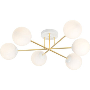 Lampa sufitowa 6 szklanych kul glamour Magnum 75cm biały / złoty Emibig