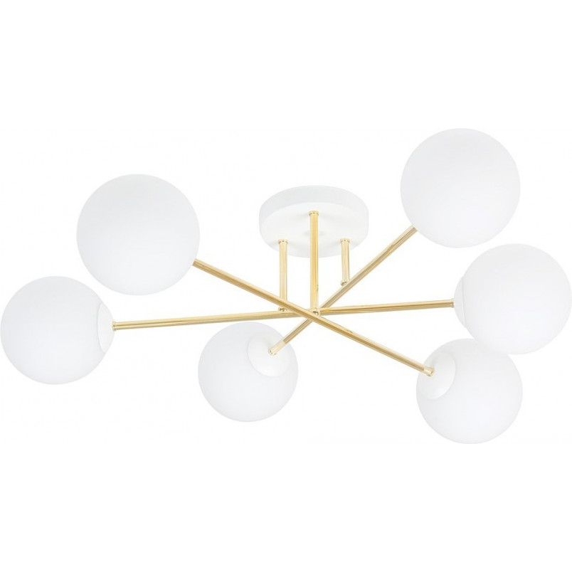 Lampa sufitowa 6 szklanych kul glamour Magnum 75cm biały / złoty Emibig