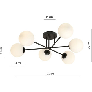 Lampa sufitowa Roma 6 kloszy biało-czarna Emibig | Sklep z lampami