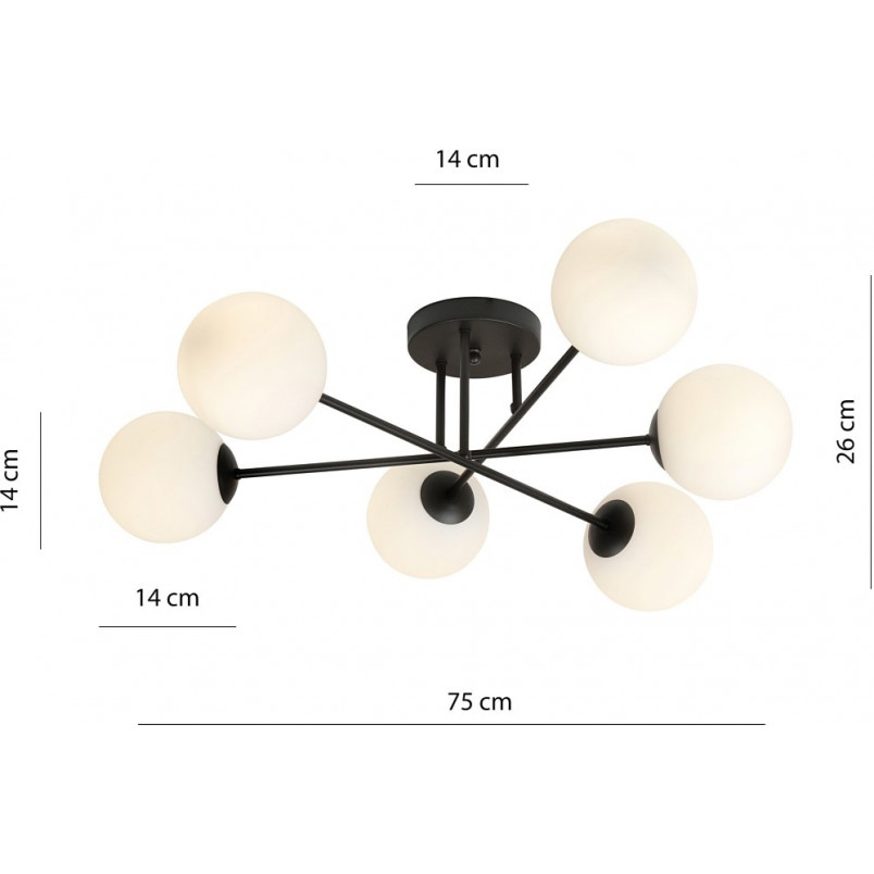 Lampa sufitowa Roma 6 kloszy biało-czarna Emibig | Sklep z lampami