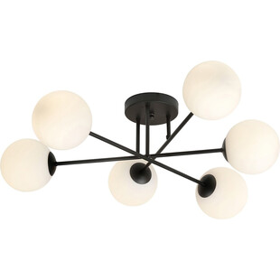 Lampa sufitowa 6 szklanych kul Roma 75cm biało-czarna Emibig