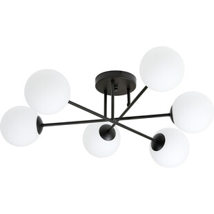 Lampa sufitowa 6 szklanych kul Roma 75cm biało-czarna Emibig