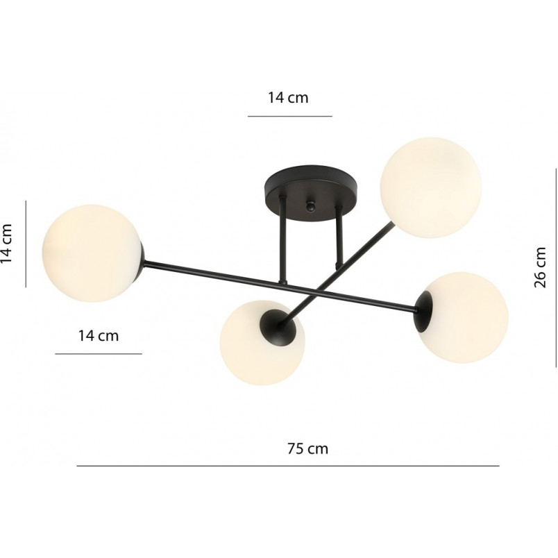 Lampa sufitowa Roma 4 biało-czarna | Emibig - Sklep z lampami