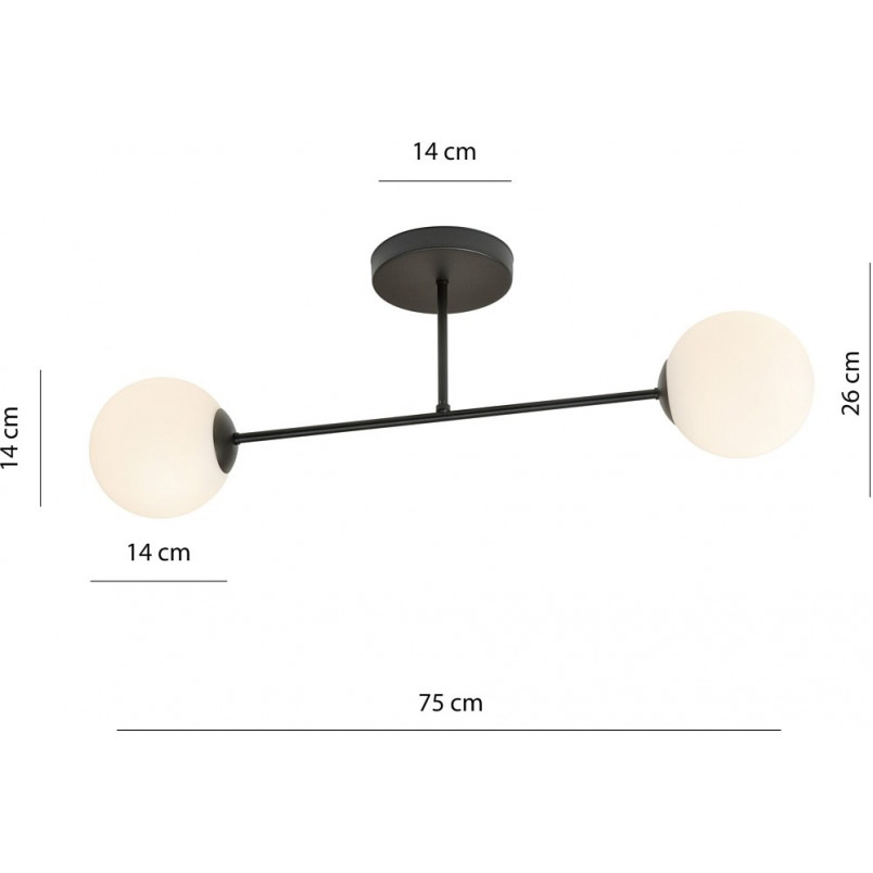 Lampa sufitowa Roma 2 - Biało-czarna, szkło Emibig | Sklep