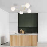 Lampa sufitowa Magnum | 4 szklane kule, biały/złoty | Emibig
