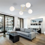 Lampa sufitowa Magnum | 4 szklane kule, biały/złoty | Emibig