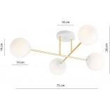 Lampa sufitowa Magnum | 4 szklane kule, biały/złoty | Emibig