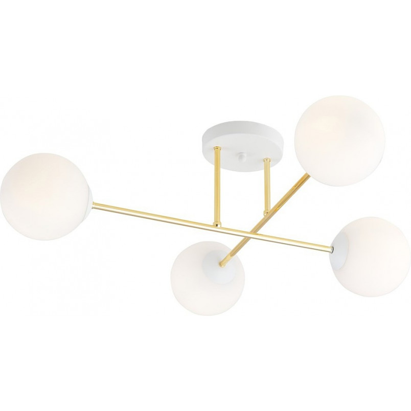 Lampa sufitowa Magnum | 4 szklane kule, biały/złoty | Emibig