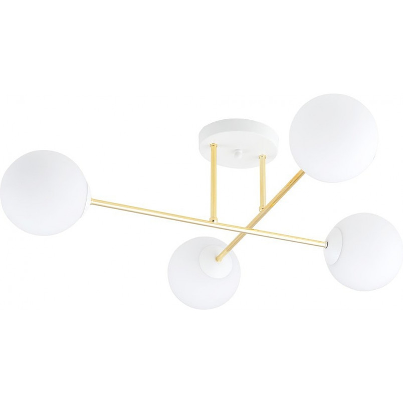 Lampa sufitowa Magnum | 4 szklane kule, biały/złoty | Emibig