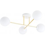 Lampa sufitowa Magnum | 4 szklane kule, biały/złoty | Emibig