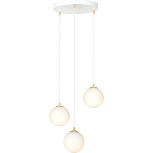 Lampa wisząca 3 szklane kule Royal 40cm biały / złoty Emibig