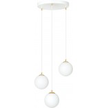 Lampa wisząca 3 szklane kule Royal 40cm biały / złoty Emibig