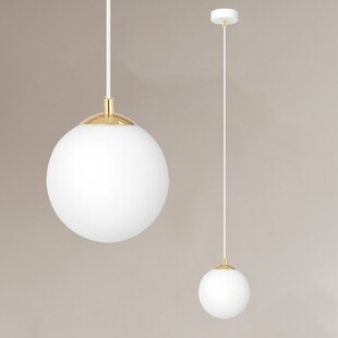 Lampa wisząca szklana kula Royal | Biały/Złoty Emibig