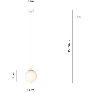 Lampa wisząca szklana kula Royal | Biały/Złoty Emibig