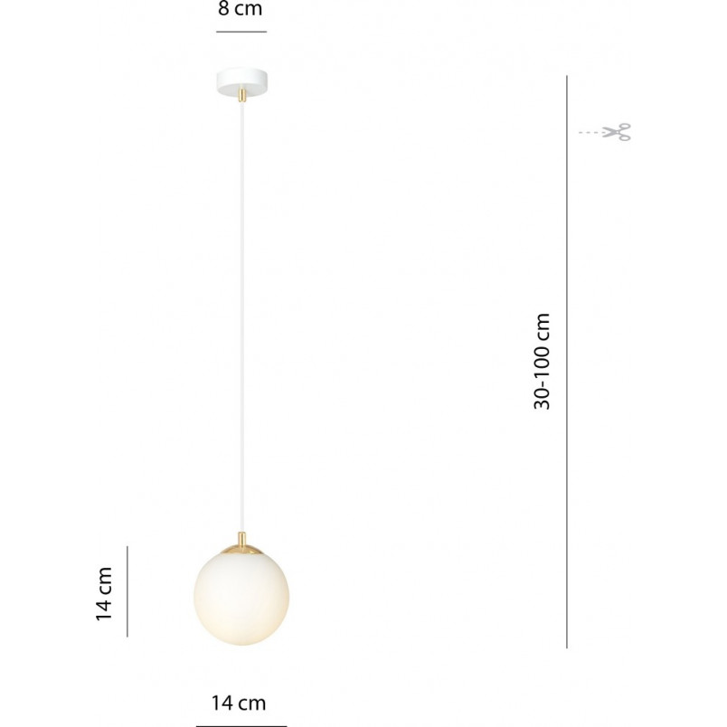 Lampa wisząca szklana kula Royal | Biały/Złoty Emibig