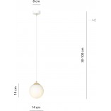 Lampa wisząca szklana kula Royal | Biały/Złoty Emibig