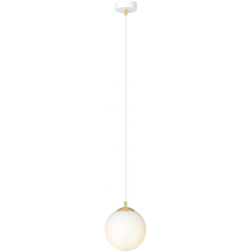 Lampa wisząca szklana kula Royal | Biały/Złoty Emibig