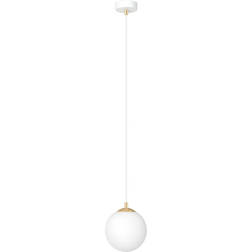 Lampa wisząca szklana kula Royal | Biały/Złoty Emibig