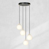 Lampa wisząca 4 szklane kule Royal 40cm biały / złoty / czarny Emibig