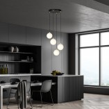 Lampa wisząca 4 szklane kule Royal 40cm biały / złoty / czarny Emibig