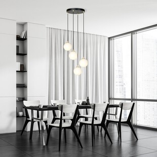 Lampa wisząca 4 szklane kule Royal 40cm biały / złoty / czarny Emibig