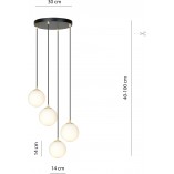 Lampa wisząca 4 szklane kule Royal 40cm biały / złoty / czarny Emibig