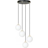 Lampa wisząca 4 szklane kule Royal 40cm biały / złoty / czarny Emibig