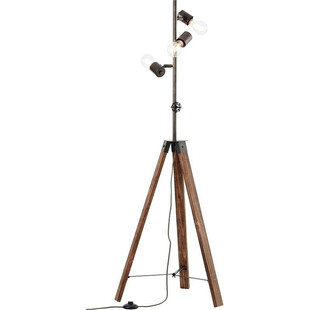 Lampa podłogowa trójnóg industrialny Woodhill Drewno/Antyczny Czarny marki Brilliant
