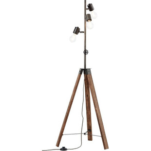 Lampa podłogowa trójnóg industrialny Woodhill Drewno/Antyczny Czarny marki Brilliant