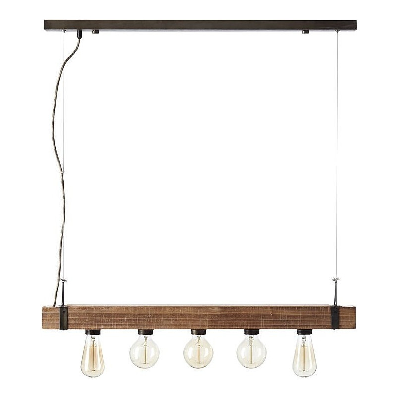 Lampa wisząca drewniana Woodhill 80cm | Loftowa lampa Brilliant