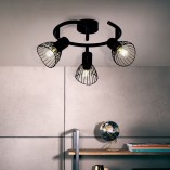 Plafon druciany potrójny Elhi III czarny Brilliant | Reflektor sufitowy