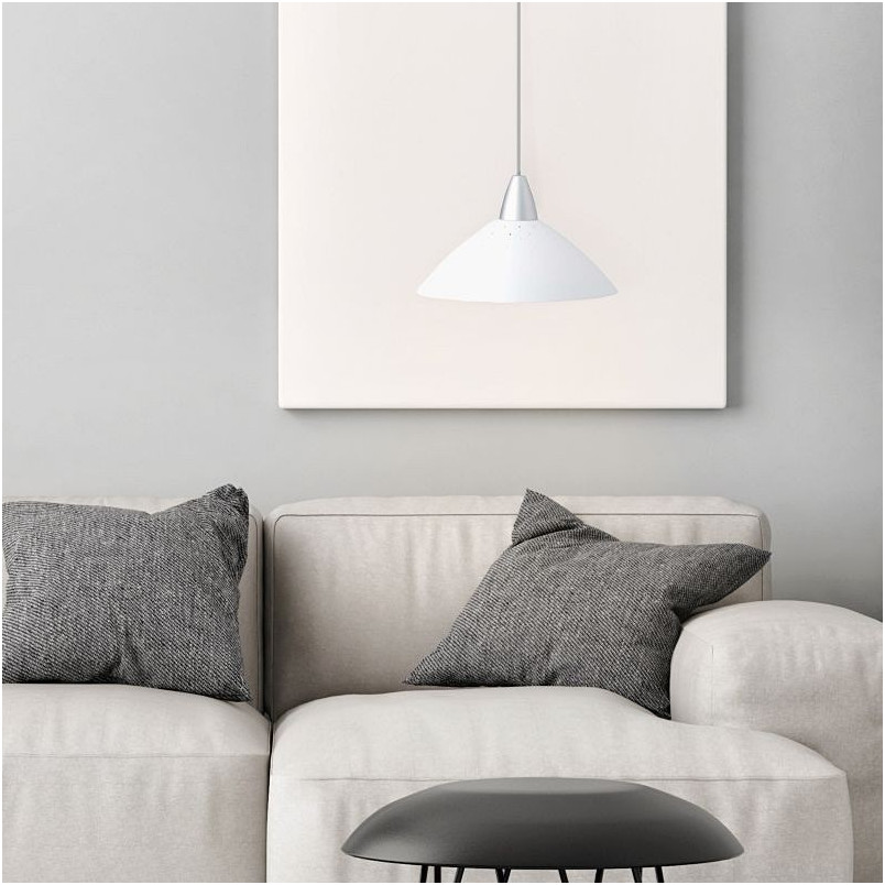Lampa wisząca Logo biała Brilliant - Eleganckie oświetlenie
